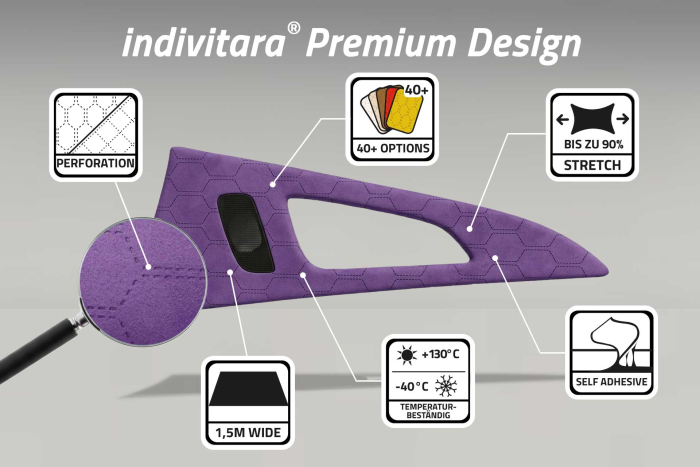 indivitara® premium Design - self-adhesive microfiber premium with pattern - different colors